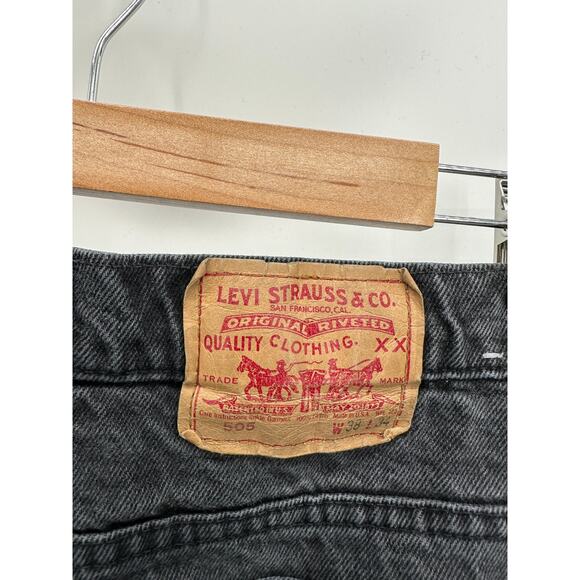 Levi's 505 Men's VTG 1989 Black Washed Straight Leg Denim Jeans Size 38X34 - Picture 5 of 13